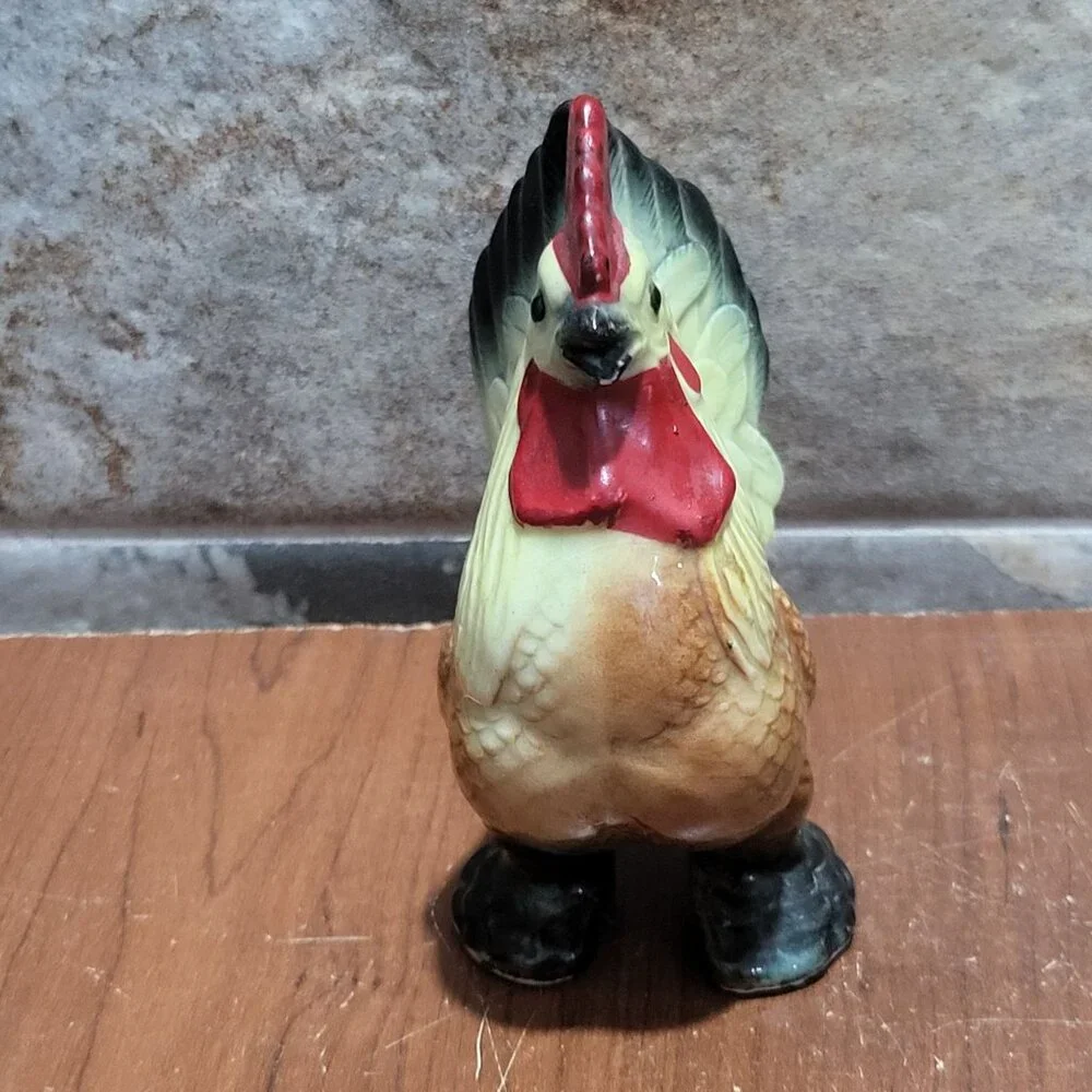 Vintage Ceramic Chicken Rooster Single Salt Pepper Shaker